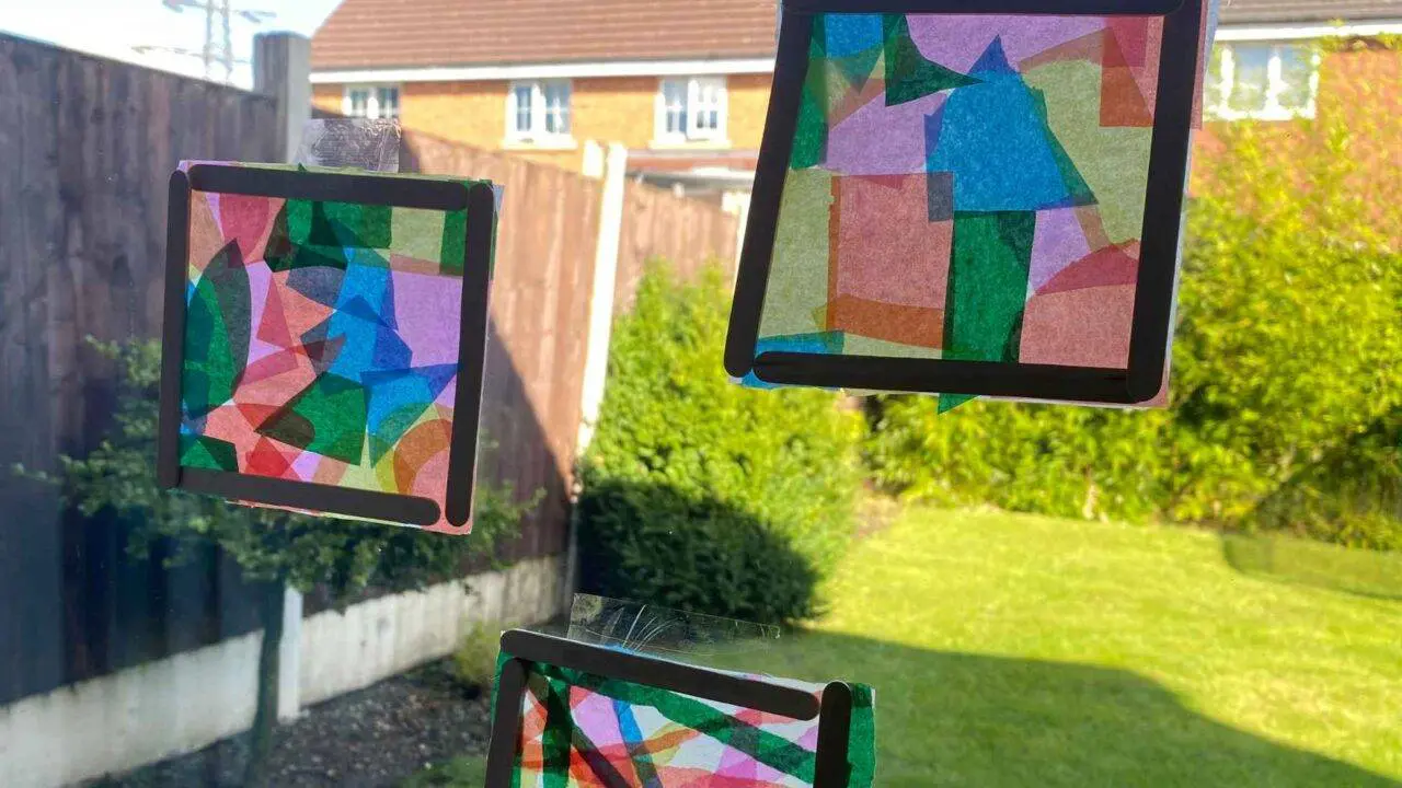 Window art activity stuck on a window -Winston's Wish
