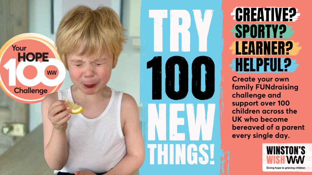 Hope 100 - generic ask, featuring little boy eating a lemon