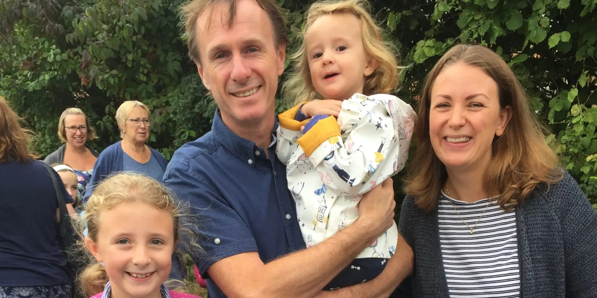 Caroline, Evie, and Ada with Steve.