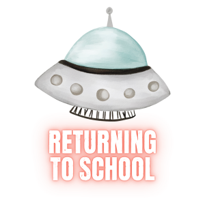 05 Returning to School Returning to School icon featuring a alien space ship