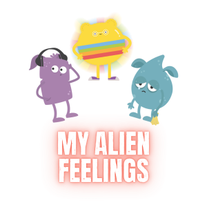 08 My Alien Feelings My Alien Feelings Icon featuring three aliens with different emotions