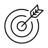 Mission illustration Illustration of a target with an arrow through the centre