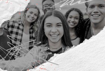 Group of smiling teenagers, three boys and three girls - join the Winston's Wish Youth Team