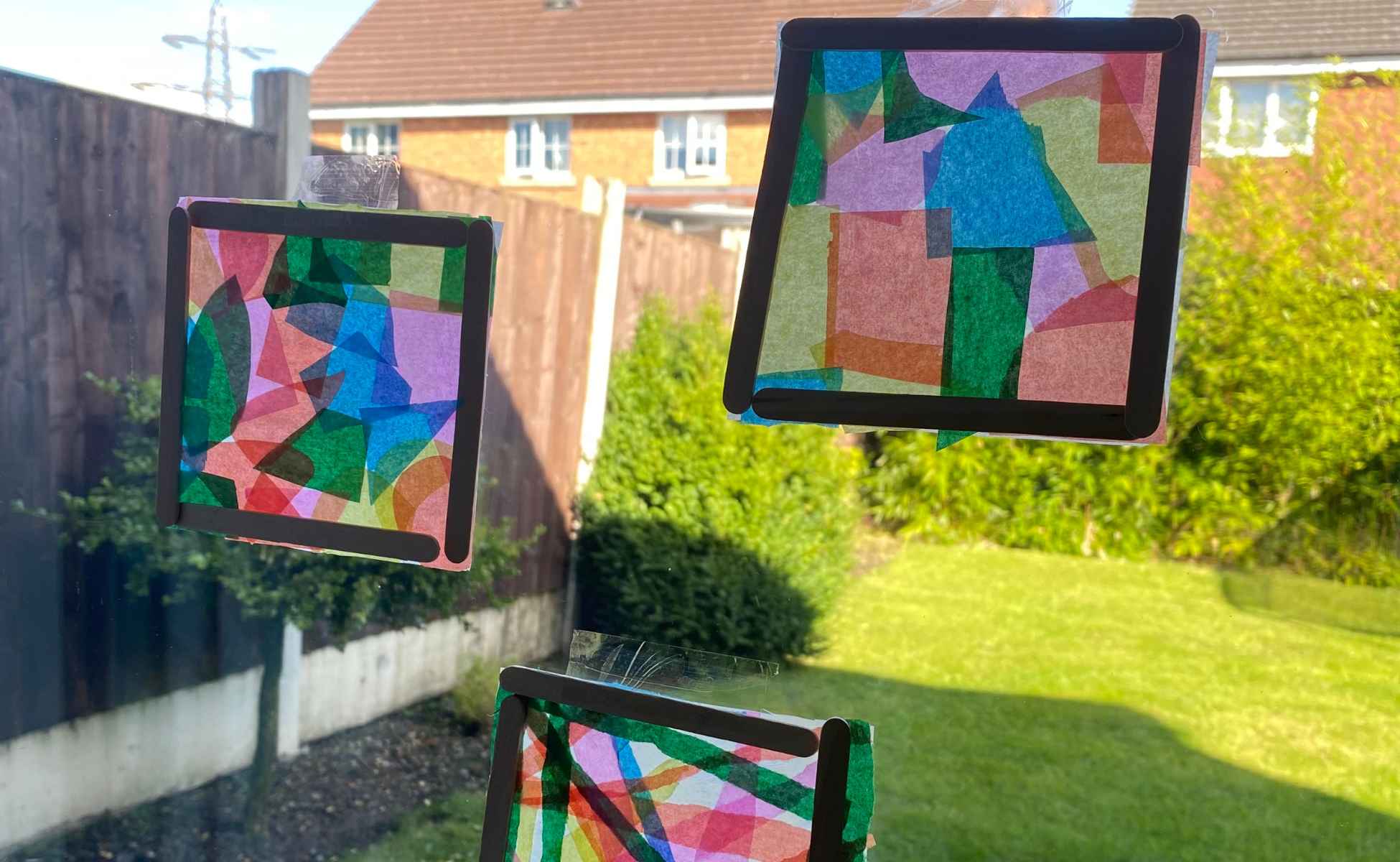 Window art activity stuck on a window -Winston's Wish