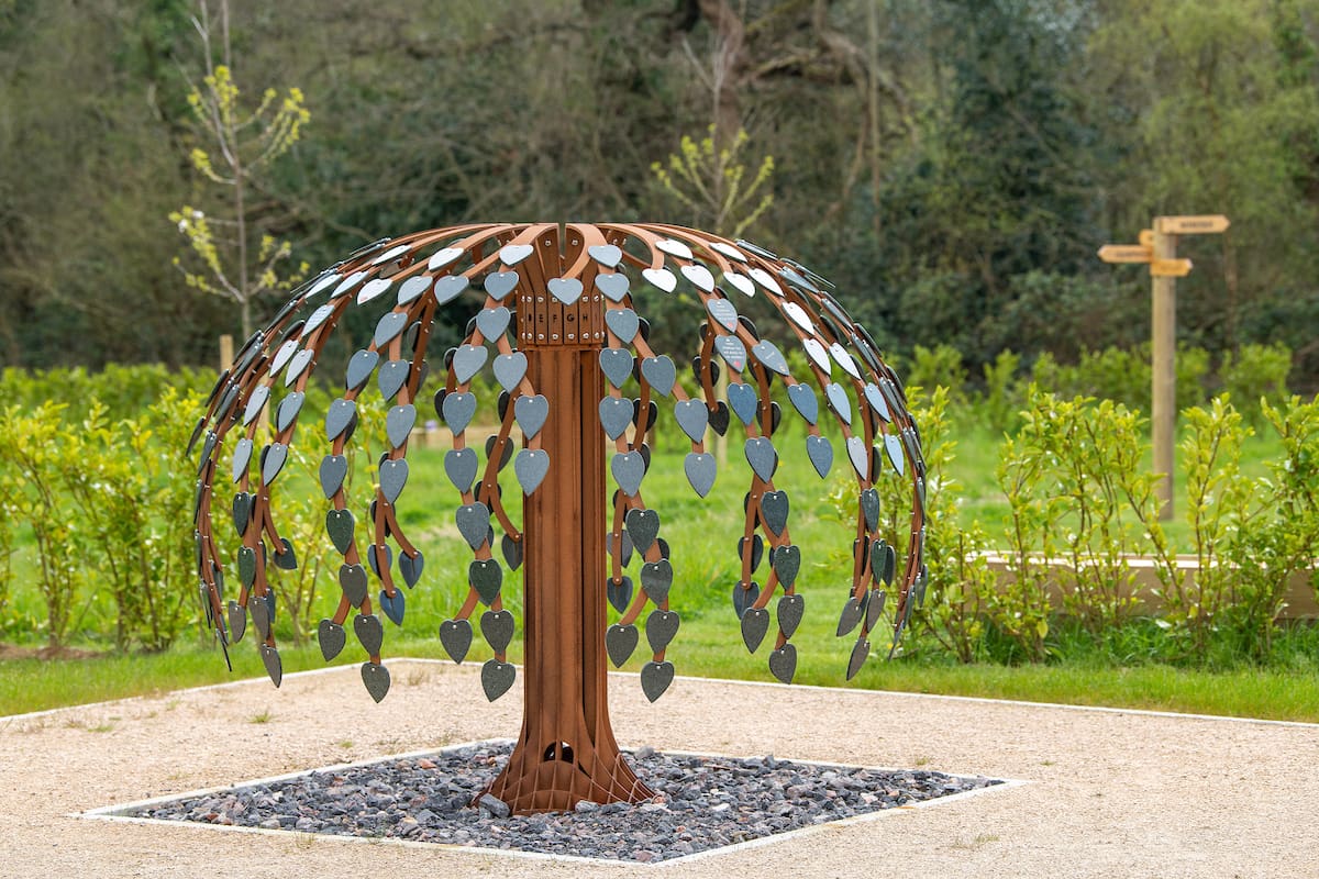 Westerleigh Crematorium site featuring steel memorial tree